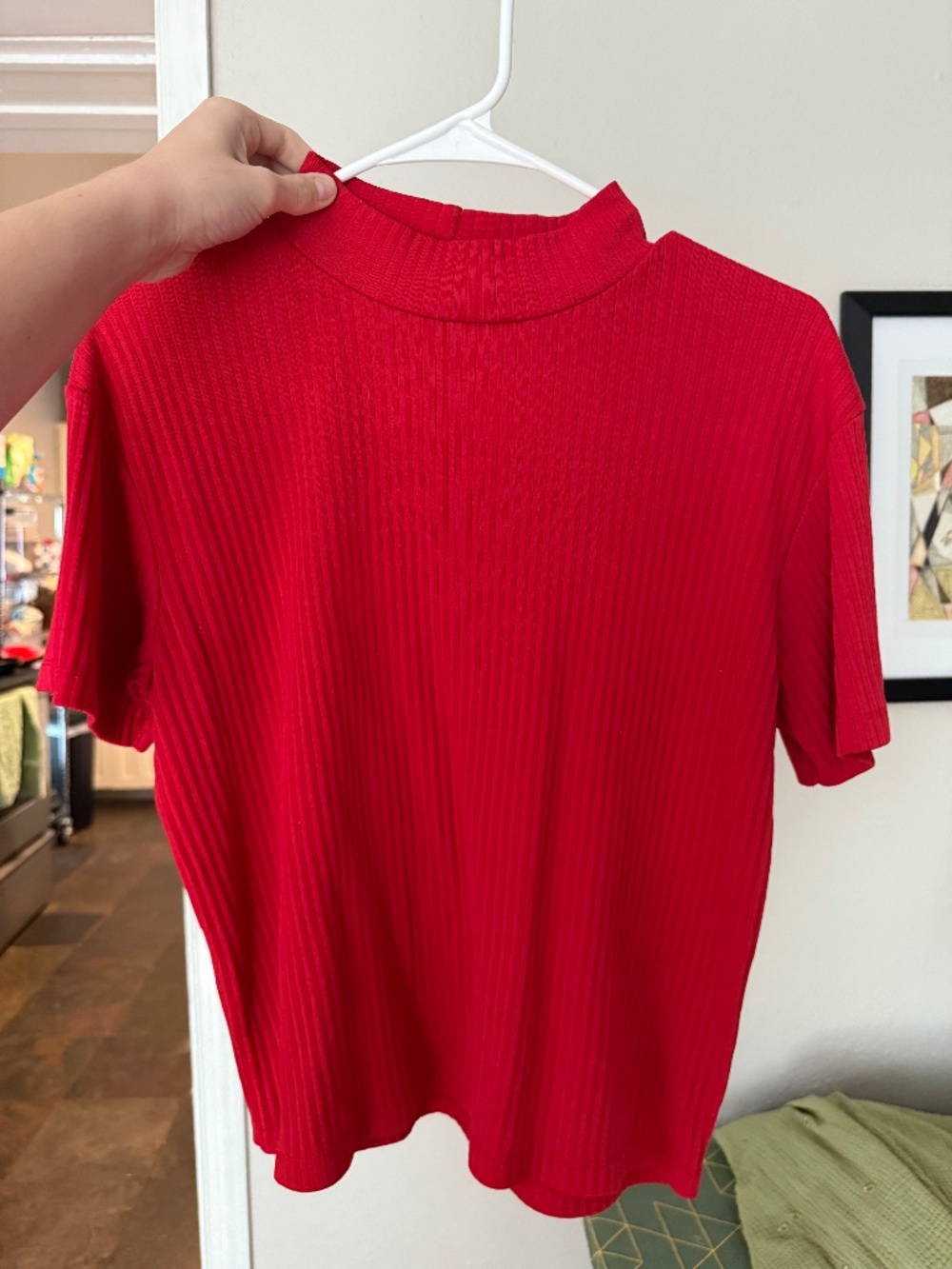 Vintage ribbed mock neck blouse